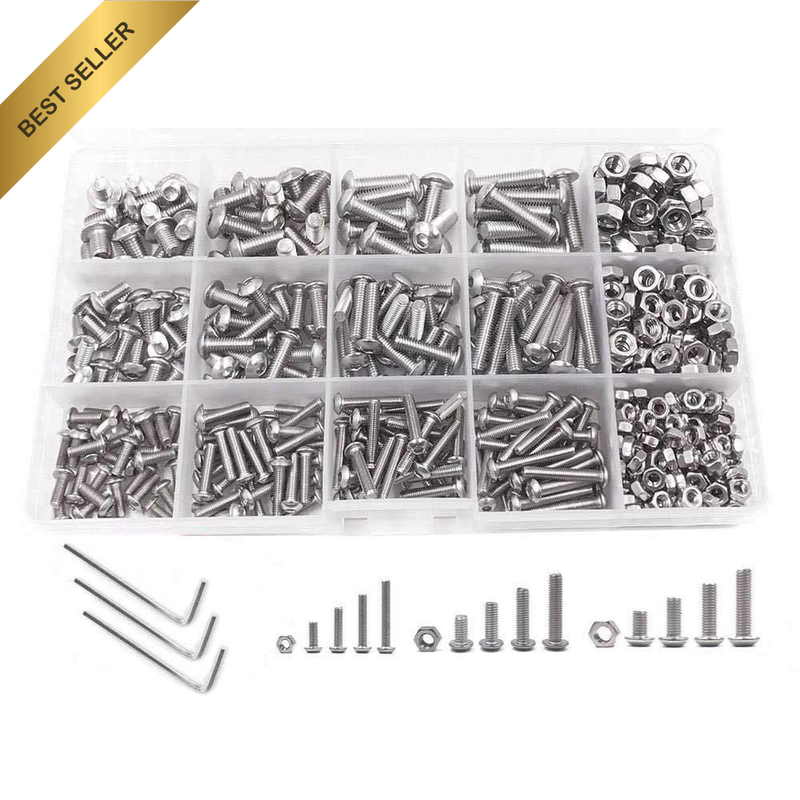 M3 M4 M5 Button Head Socket Cap Screws Assortment Kit, 304 Stainless Steel M3 M4