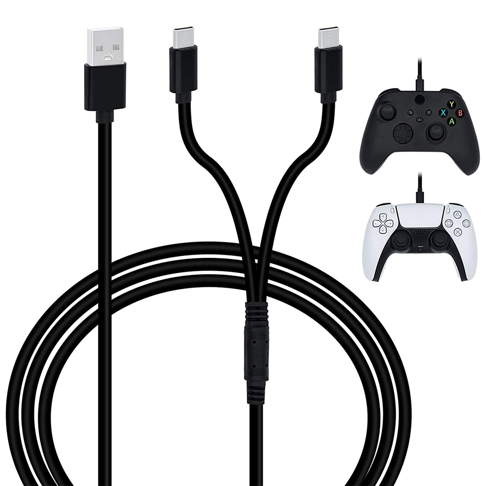 2x USB-C Ladekabel 3 M – Für PS5 DualSense, Xbox Series X/S, Switch Pro Controller, Verstärkter Stecker