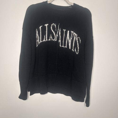 Pre-owned Allsaints Split Logo Cotton Pullover Sweater In Multicolor