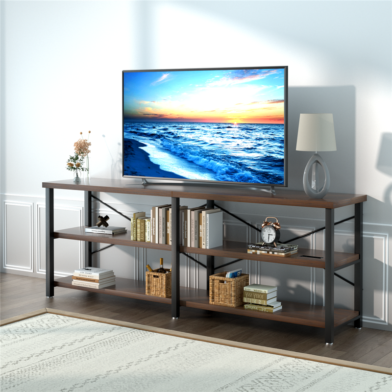 With Outlet Entertainment Center Media Console Table For 80'' Tvs