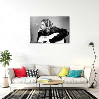 Kurt Cobain / Nirvana - B&W Music Poster (Smoking - Signature) (Size: 36" X 24")