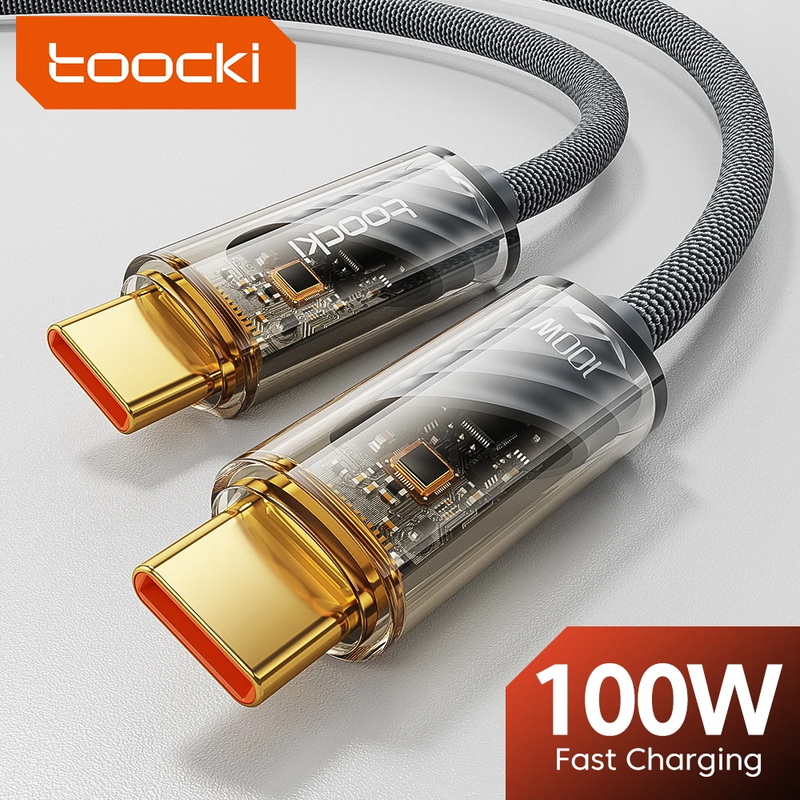 Transparent 100W USB Type C to USB C Cable for Macbook Samsung Huawei Xiaomi POC