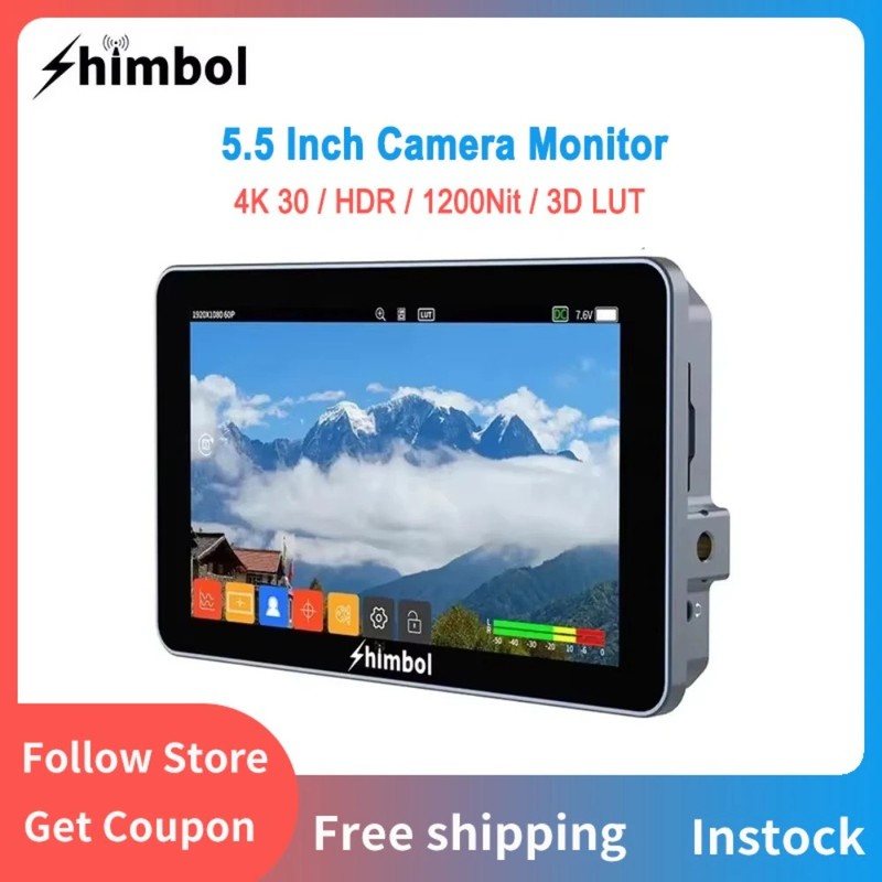 SHIMBOL M5 5.5" 1200nite 3D LUT 4K HDMI- HDR Touchscreen on Camera Monitor HD Re