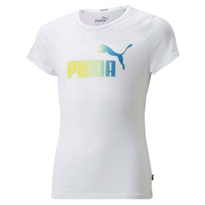 

Puma Ess+ Bleach Logo Футболка с круглым вырезом и короткими рукавами Молодежные девушки Белая повседневная одежда, Белый, Puma Ess+ Bleach Logo Crew Neck Short Sleeve T-Shirt Youth