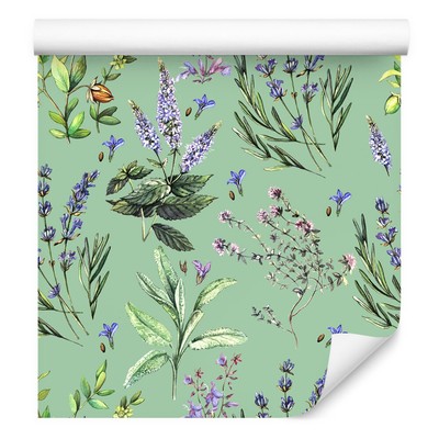 10m Rolle VLIES TAPETE Blumen Blätter Lavendel Wiese Natur Aquarell XXL DK2015