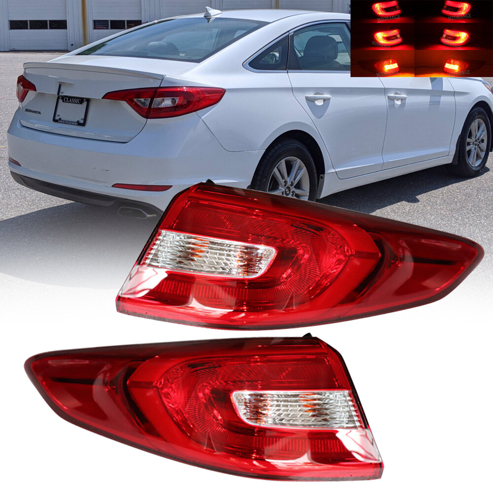 Pair Left&Right Outer Tail Light Brake For Hyundai Sonata 2015 2016 2017 W/bulb