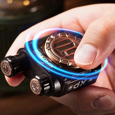 ⚙️Double-Column Ratchet Fidget Spinner – Luminous Metal Push Slider for Stress R