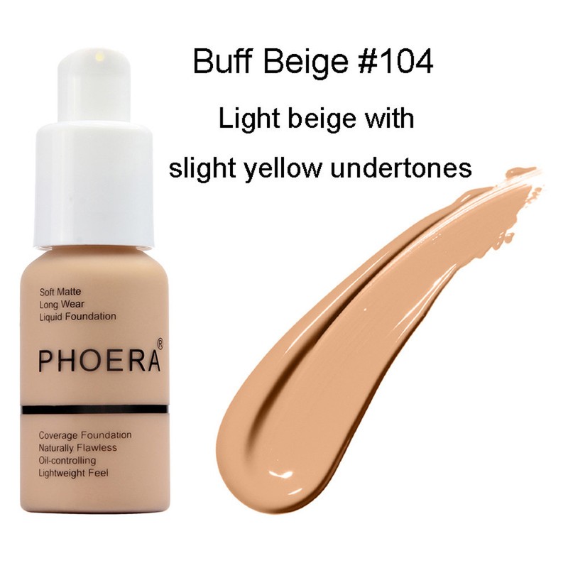 Phoera Foundation Makeup Full Coverage Liquid Long Lasting Shade Base Brighten