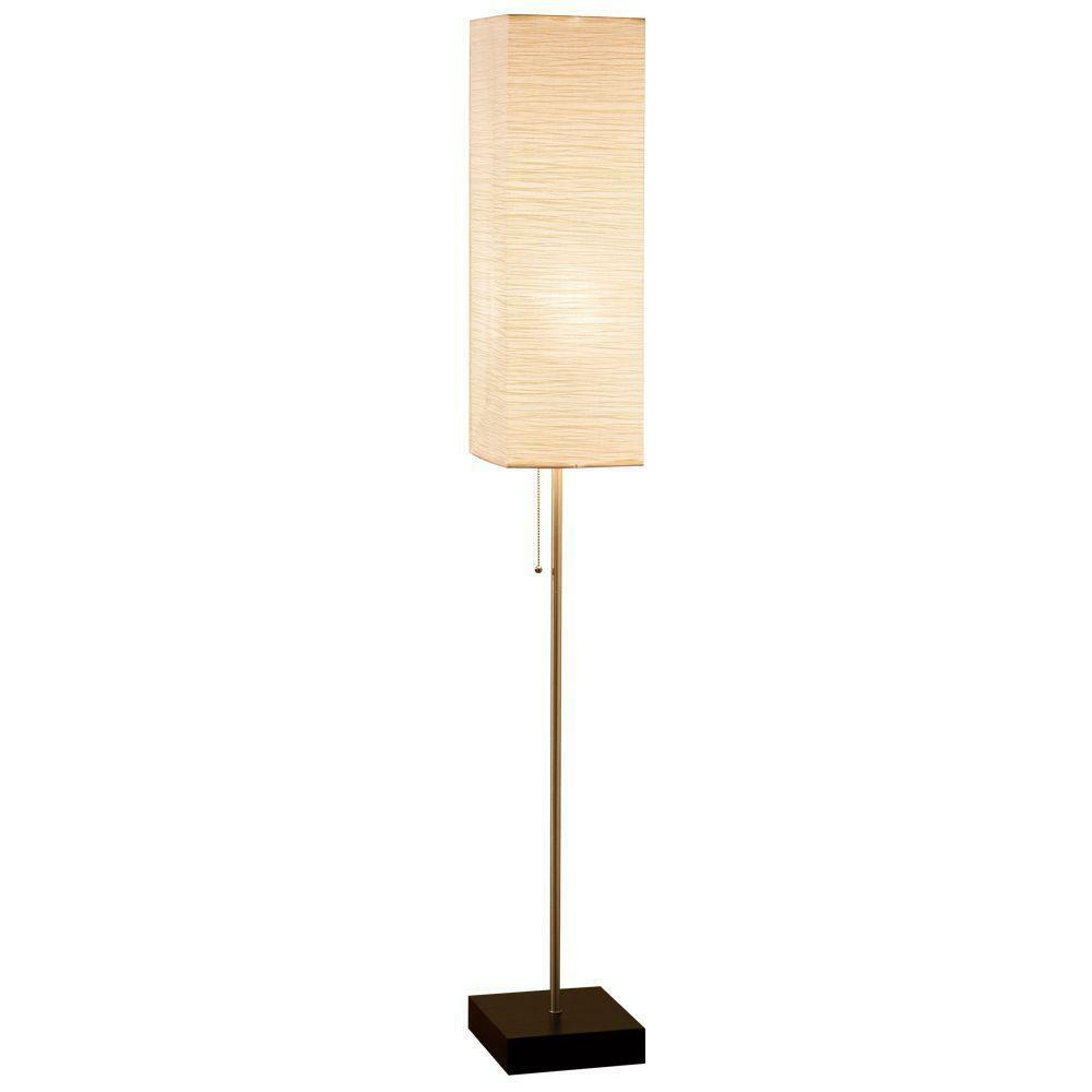 Brushed Nickel Floor Lamp Paper Shade 60 In Standing Pull Chain