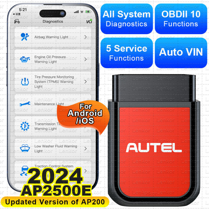 Autel Maxiap Ap2500e Bt Car Code Reader Obd2 Scanner For Android Ios Abs Sas Dpf