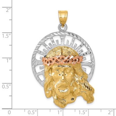 Pre-owned Superdealsforeverything Real 14kt Tri-color Jesus Pendant