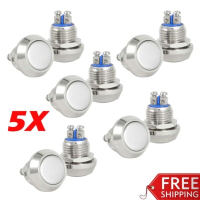 5X 12mm Metal Boat Horn Momentary Push Button Stainless Steel Starter Switch USA
