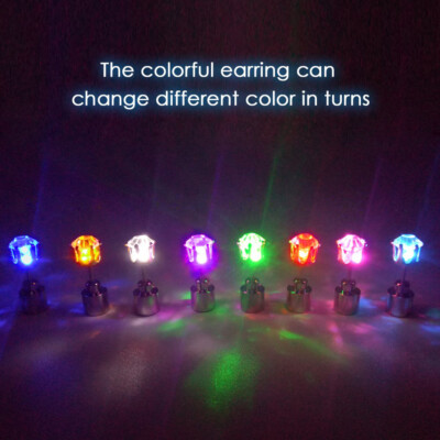 1/3/10Pairs Colors Changing LED Light Up Earrings Ear Studs Flash for Xmas Party