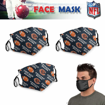 3*NFL Chicago Bears Face Mask Fabric Washable, Reusable Handmade Made In USA