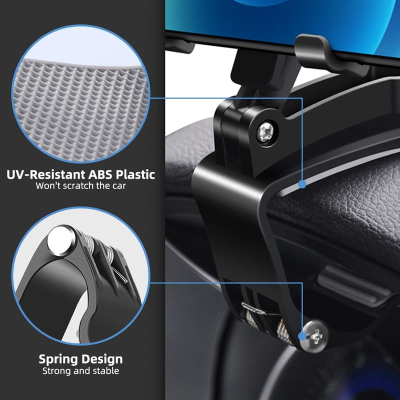 Car Phone Mount, 360 Degree Rotation Dashboard Clip Mount, Compatible with iPhon