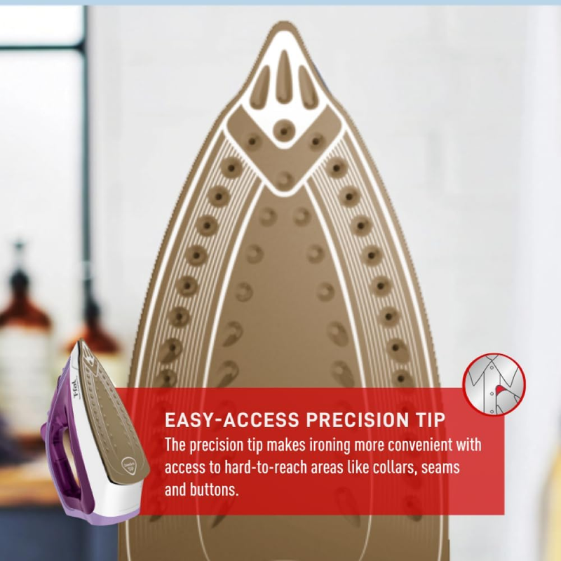 T-fal Steam Essential Plus Ceramic Soleplate Steam Iron for Clothes Eco-Friendly