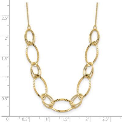 Pre-owned Superdealsforeverything Real 14kt Yellow Gold Polished Diamond Cut Oval Link Necklace; 18 Inch