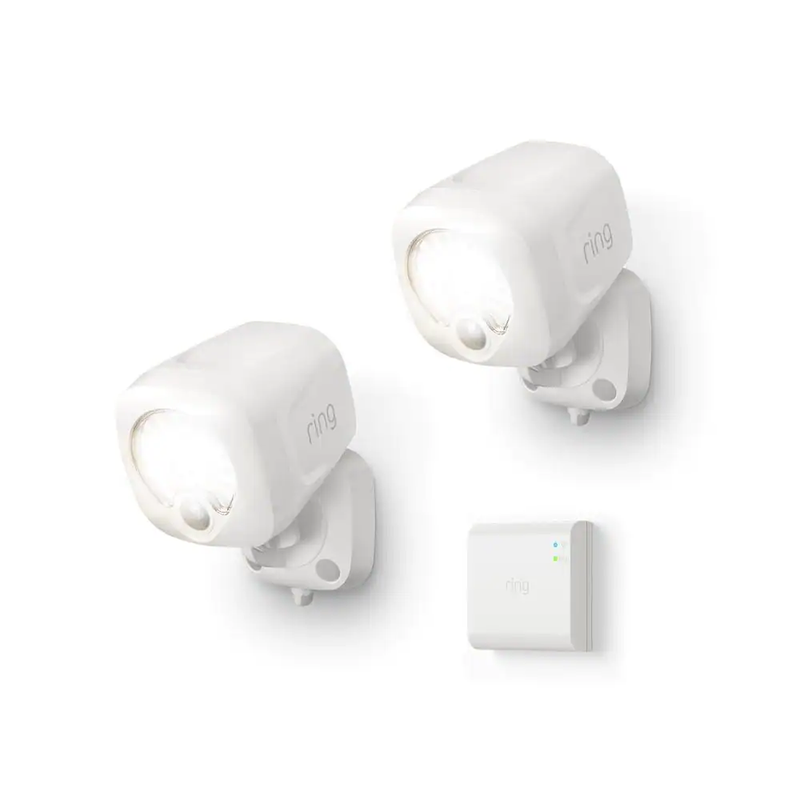 Ring Smart Security Camera Motion Activated Outdoor LED Spot Light White 2-Pack