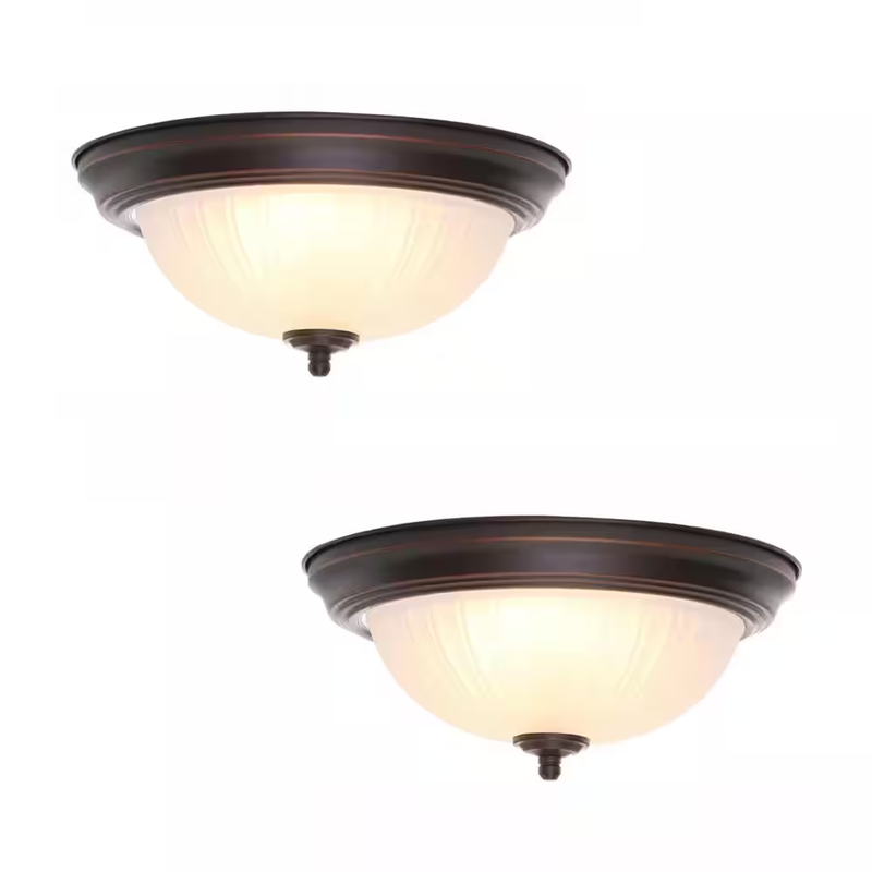 Commercial Flush Mount Lights W/ Frosted Glass Shade 11" 100-Watt (2-Pack) Unit