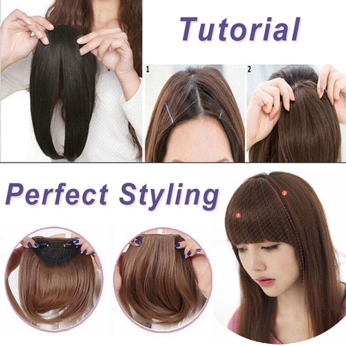Details Zu Women Side Bangs Clip On Neat Bang Fringes Clip In Hair Extensions Hairpiece