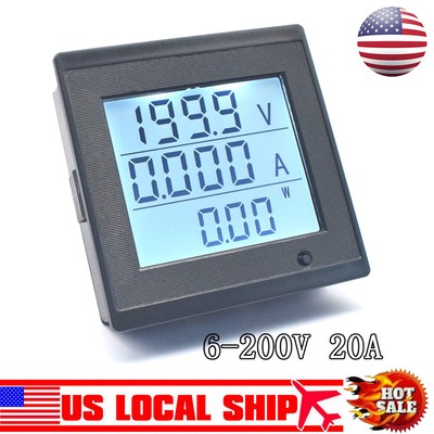 DC6-200V 20A Digital Voltmeter Ammeter Voltage Amp Current Meter Power Tester US