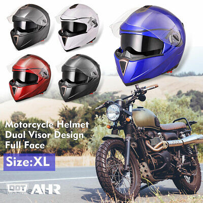 AHR DOT Motorcycle Helmet Full Face Flip up Motorbike Racing Dual Visor M L XL