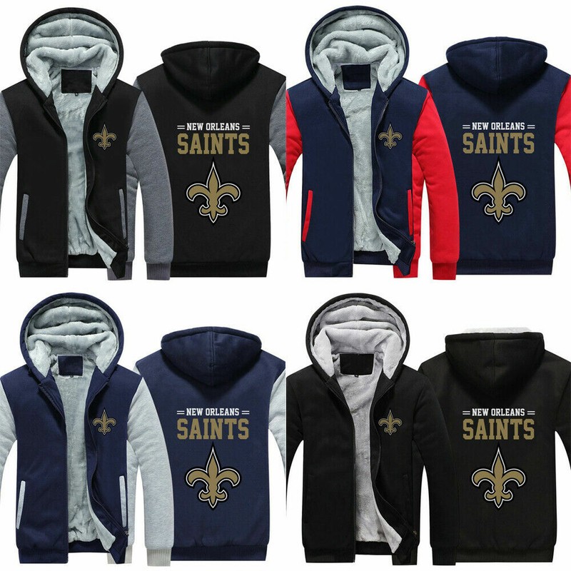 New Orleans SAINTS Fans Hoodie Fleece zip up Coat winter Jacket warm Sweatshirt
