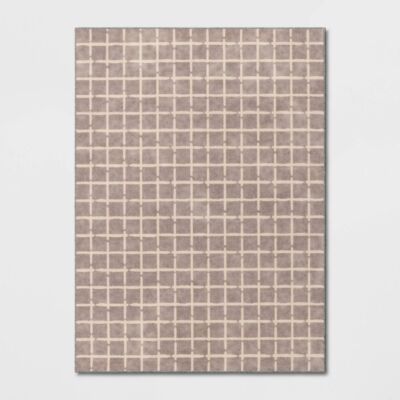 4'x5'6'' Washable Small Checkered Area Rug Gray - Room Essentials
