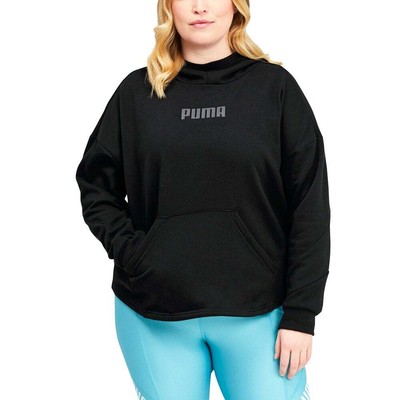 

Puma Train Logo French Terry Pullover Hoodie Plus Womens Black Casual Athletic O, Черный, Puma Train Logo French Terry Pullover Hoodie Plus