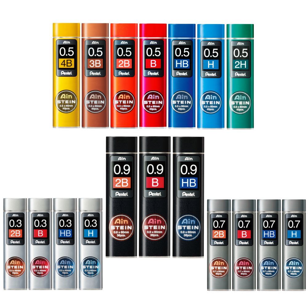 Pentel Minen Feinminen AIN Stein alle Stärken Härtegrade Druckbleistift Mine