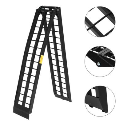 9 ft 1200Lb Aluminum Folding Dual UTV ATV Loading Ramps Truck Ramp Pair - Black
