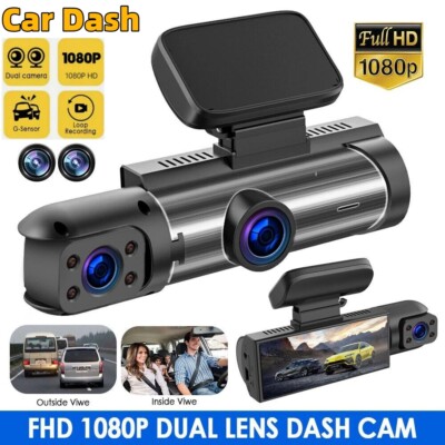 1080P Front & Inside Camera Video Recorder G-Sensor Dual Lens Car DVR Dash Cam 
