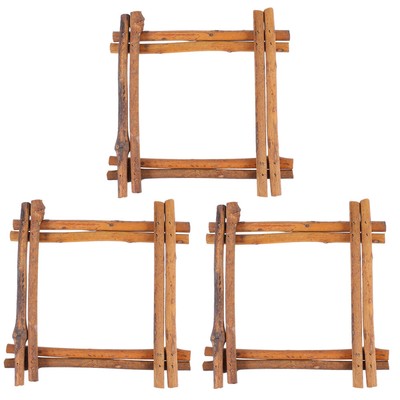  3 Pcs Rattan Vine Branch Wreath Wooden Frame Natural Decoration