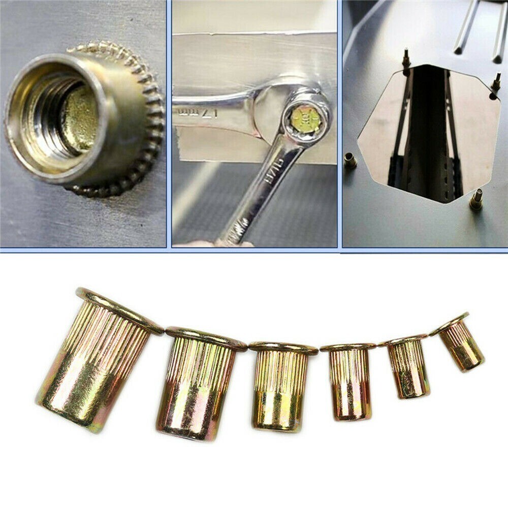 150PCS Mixed Rivet Nut Tool Zinc Steel Rivnut Insert Threaded Nutsert
