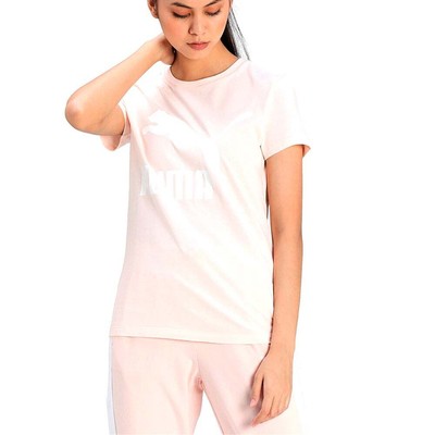 

Puma Classics Logo Футболка с круглым вырезом и короткими рукавами Женские розовые повседневные топы 530077, Розовый