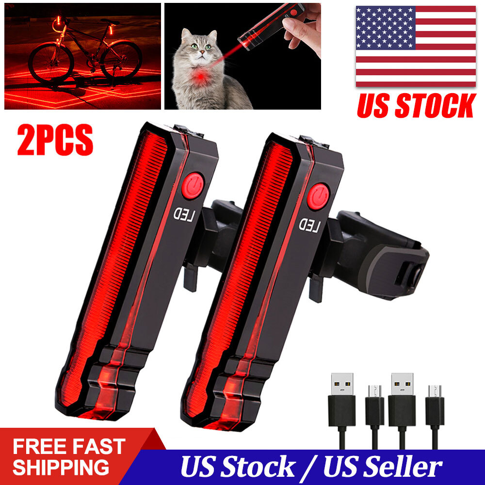 Mountain Bike Bicycle Laser &5LED Rear Tail Light Cycle Lamp USB Rechargeable