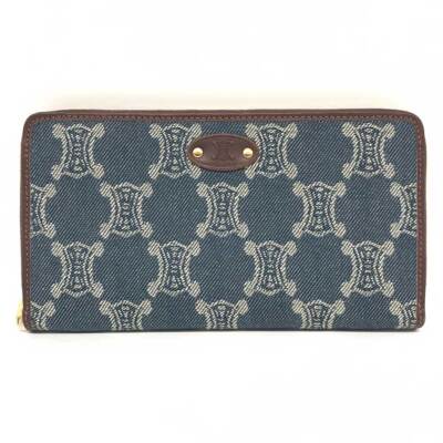 Celine Long Wallet Macadam Round Zipper Denim Indigo | eBay