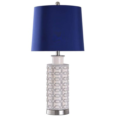 StyleCraft Table Lamp 26.75'' Toggle Button Switch Cream/Blue/Brushed Nickel