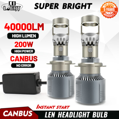 Pair 40000LM H4 Led Mini Projector Lens Canbus Car Headlight Bulbs 100W Lamp