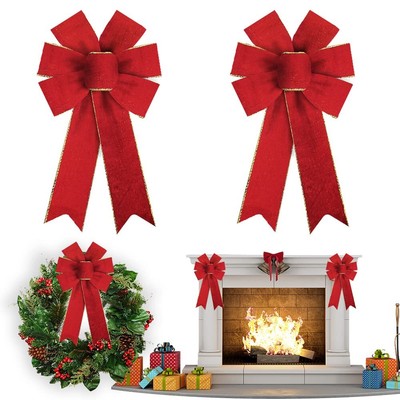 Hying 2 Pieces Valentines Day Bows for Wreath Christmas Wreath Bows Red Velve...