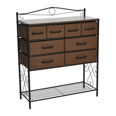 HOUSEHOLD ESSENTIALS Dresser 13''x32.75''x40.5'' 8-Drawer Storage Wide Chest Walnut