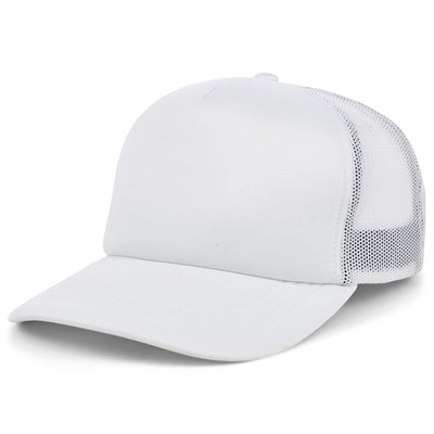 Blank Basic Foam Trucker Adjustable Snapback Hat White/White