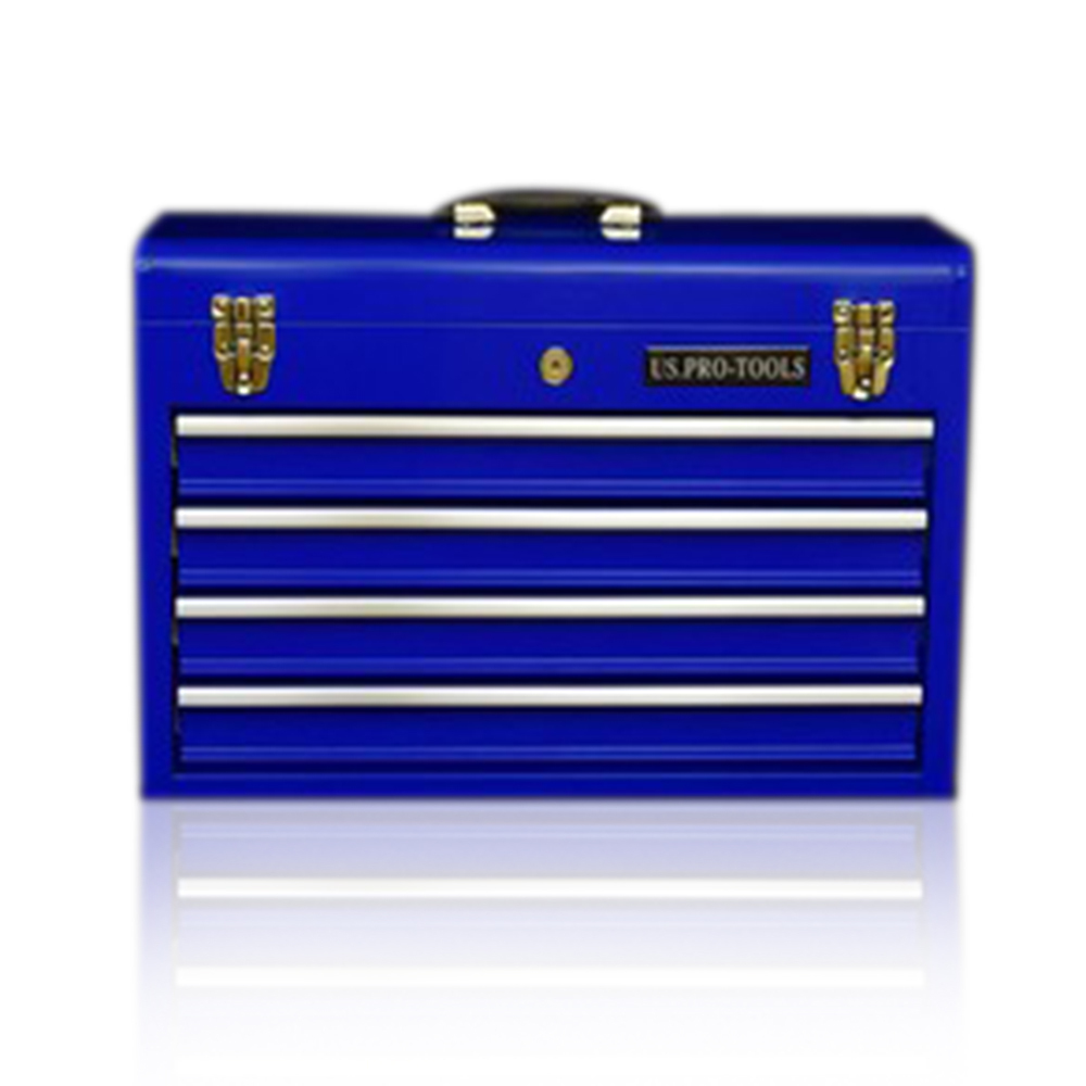 44 US Pro Tools Blue Top steel Tool Box Chest Cabinet storage mobile 4 ...
