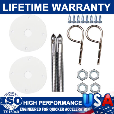 1016 Stainless Steel Chrome Hood Pin Pins Plate Lock Clip Kit Hair-Pin Universal