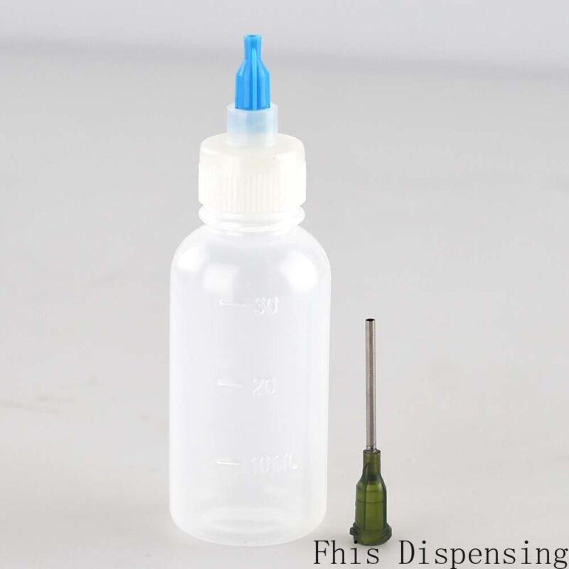 Luer Lock Bottles Needle Tip Plastic Applicator Squeeze 1oz Blunt Tip 14G