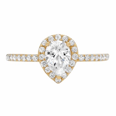 Pre-owned Pucci 1.07ct Pear Cut Solitaire Engagement Wedding Bridal Ring Halo 14k Yellow Gold In White/colorless