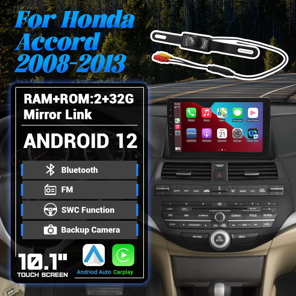 Android 12 Stereo Apple Carplay Radio For HONDA ACCORD 2008-2013 GPS Car 2G+32G