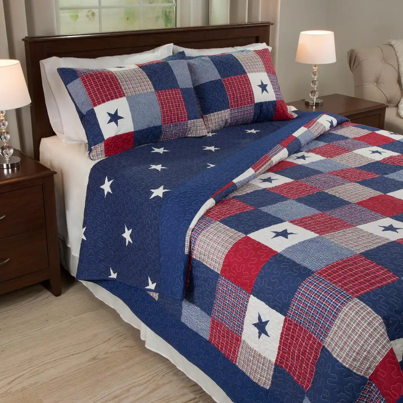 Caroline 3-Piece Blue Queen Quilt Set