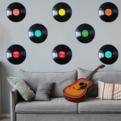 Retro Style Home Decor 8pcs Vinyl Record Decals  Home Cafe Bar Decor