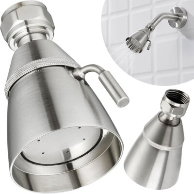 Brushed Nickel High Flow Shower Head Adjustable Angle For Outdoor Shower, Brass